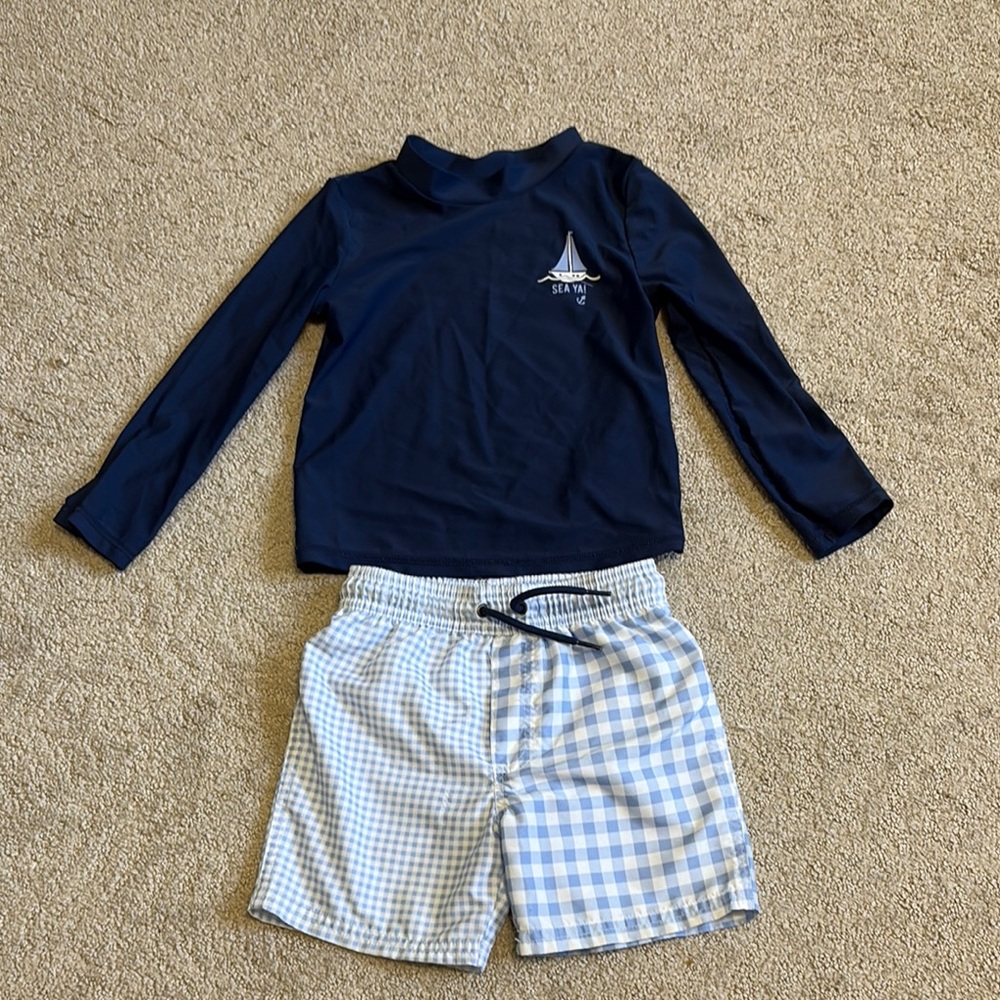 Navy and Blue Checkered Kids Swim Set